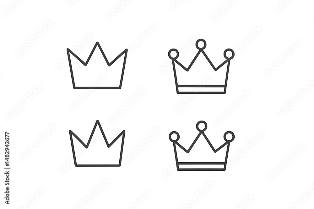 Poster different crown designs showcasing various styles and shapes in a minimalist format for artistic ins