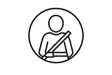 Safety symbol indicating the importance of seatbelt usage in vehicles during travel