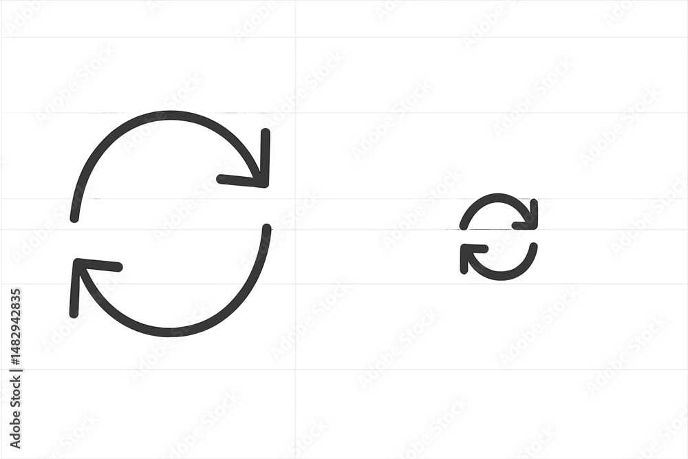 Poster circular arrows representing a refresh action in a minimalist design style