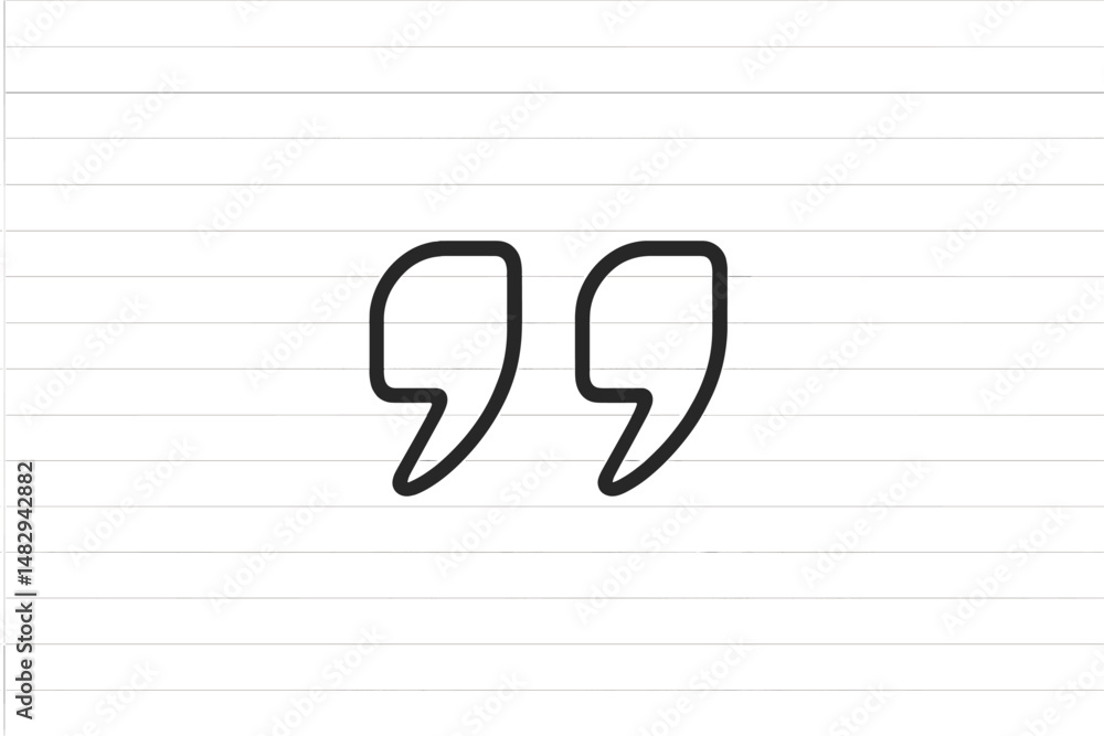 Aufkleber graphic representation of quotation marks on lined background