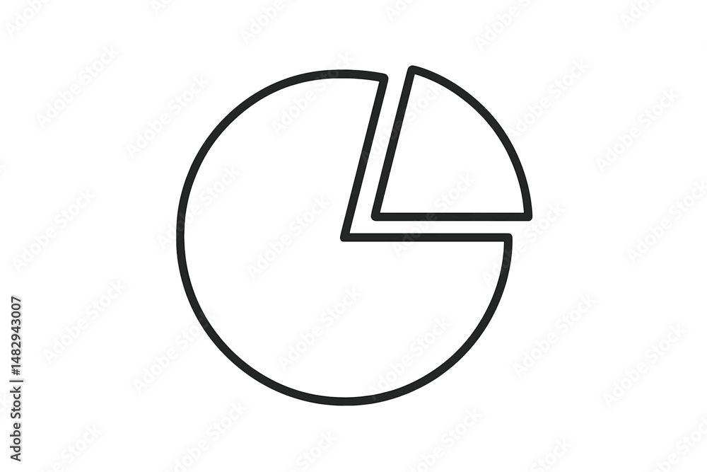 Aufkleber design of simple pie chart representing data in a clear and minimalistic style