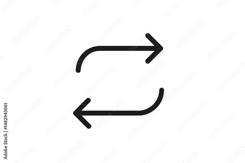 Poster symbol representing exchange or rotation in a minimalistic design, suitable for various digital appl