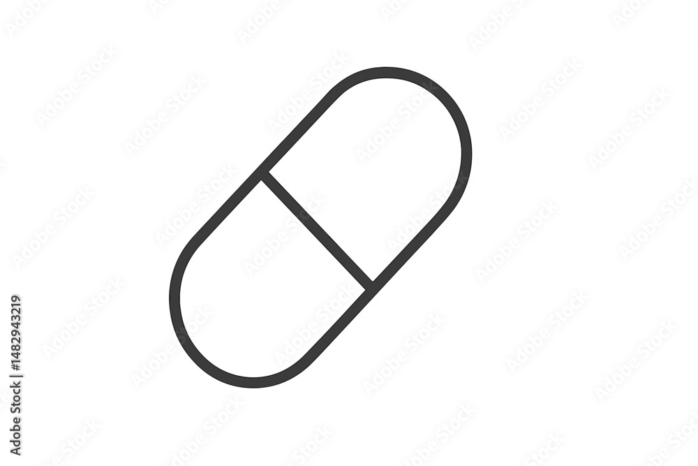 Poster simple design of an abstract capsule in minimalistic style against a plain background