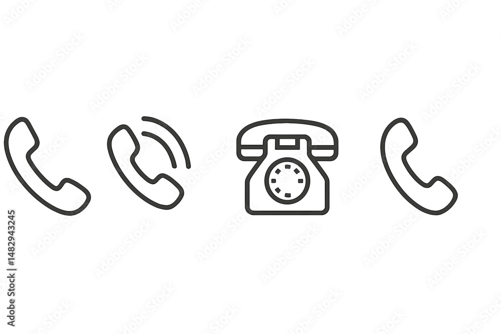 Poster different types of telephone icons representing communication and connection in a digital context