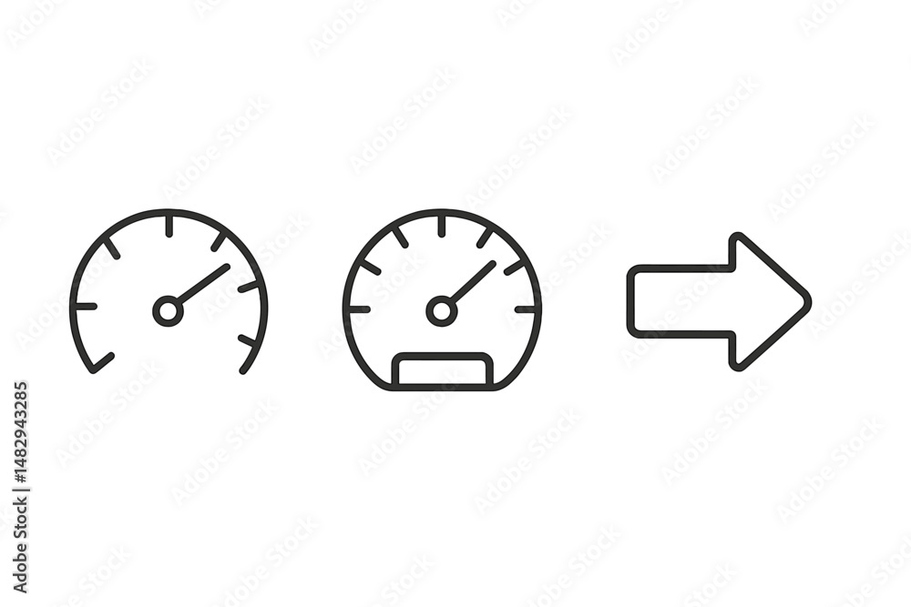 Poster different types of gauges indicating levels and a pointing arrow to the right for directional contex