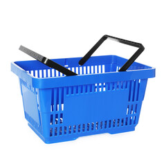 One blue shopping basket isolated on white