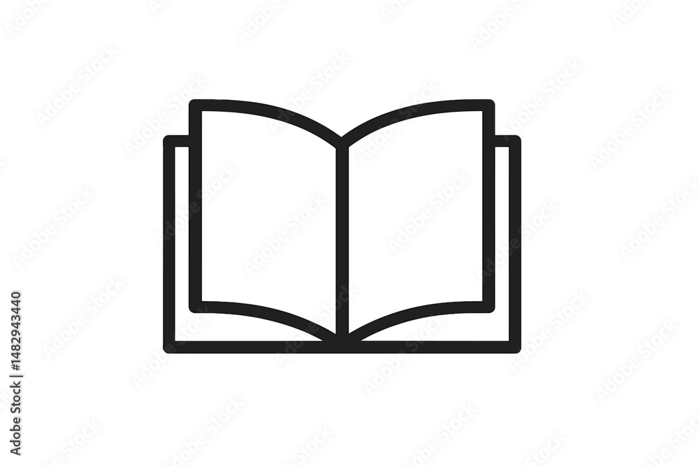 Poster open book illustration with empty pages displaying potential ideas and stories for learning or creat