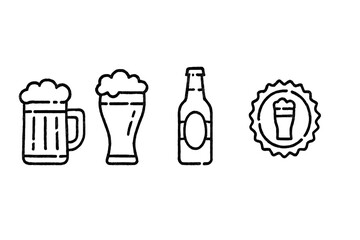 Craft beers with different glass styles presented in a creative design featuring bottles and logos in a simple illustration