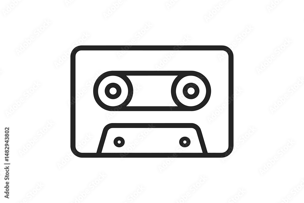 Poster vintage audio cassette tape with a simple design representing nostalgia for analog music formats