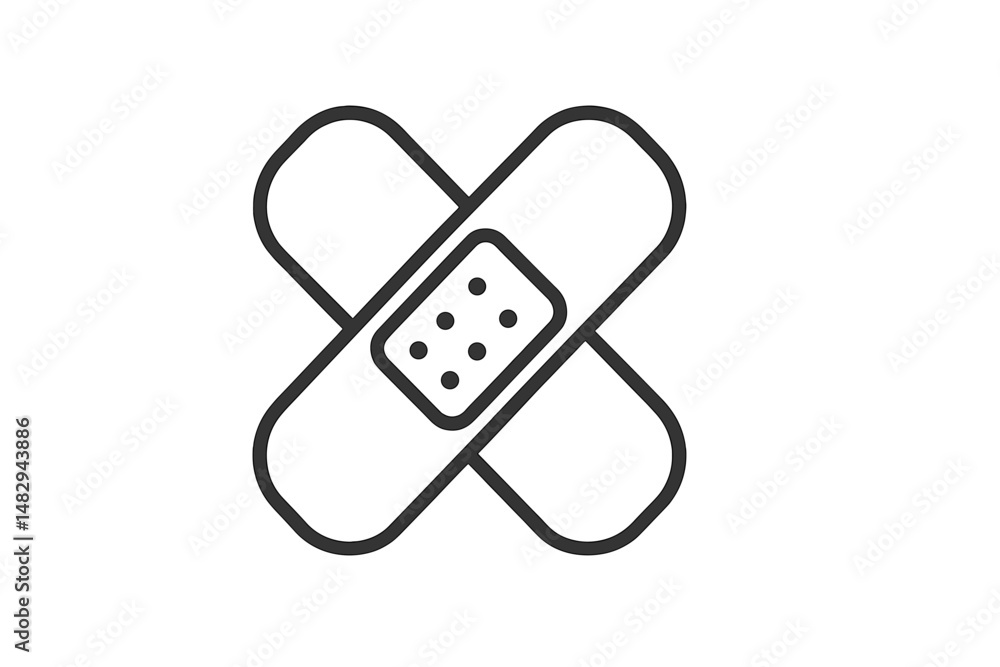 Aufkleber simple illustration of a bandage placed in a cross pattern on a plain background for health and well