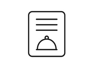 Menu with a cloche symbol used in a restaurant or dining establishment displayed on a white background