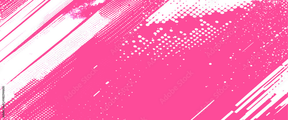 Poster vector new style brush stroke grungy texture ink stroke art with halftone dots pattern texture.