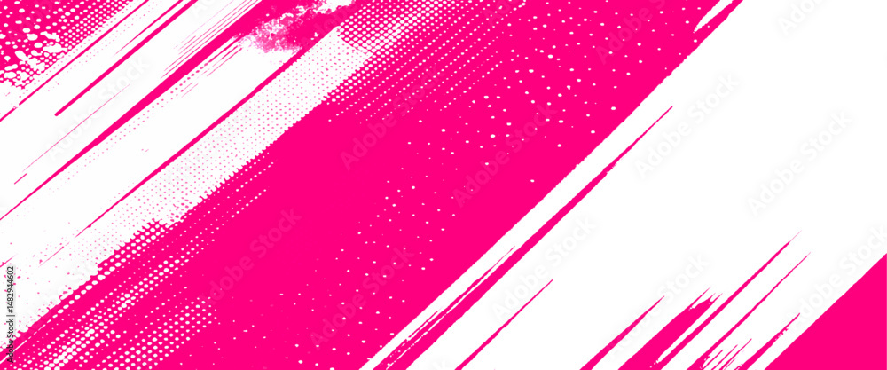 Poster vector new style brush stroke grungy texture ink stroke art with halftone dots pattern texture.
