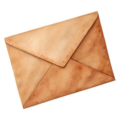 Watercolor Brown envelope clipart isolated on transparent background