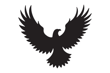 Fototapeta premium Flying Bird of Prey Silhouette Illustration in Flat Black Style