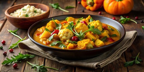 Delicious Cauliflower Curry with Pumpkin, Paprika & Arugula - Vibrant Autumn Recipe