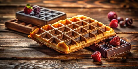 Delicious Breakfast Treats: Waffle, Chocolate, Pastry Stock Photo