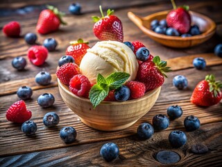 Delicious Berry Ice Cream Dessert – Summer Treat Stock Photo
