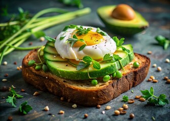 Delicious Avocado Toast with Poached Egg - Healthy Breakfast Food Photography