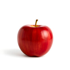 Hyper-realistic red apple on pure white background, isolated and perfect for clean, professional stock design use.