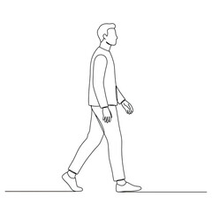 Fototapeta premium Walking man: A minimalist outline drawing captures a person in mid-stride, embodying movement and the simplicity of human form.
