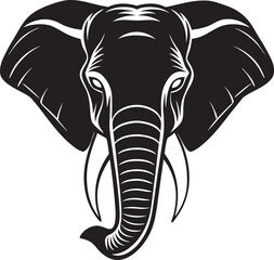 Obraz premium Minimalist Elephant Head Silhouette, Wild Animal Head Design.