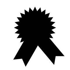 Elegant Black Silhouette Award Ribbon Badge Perfect for Achievement, Success, and Recognition Designs