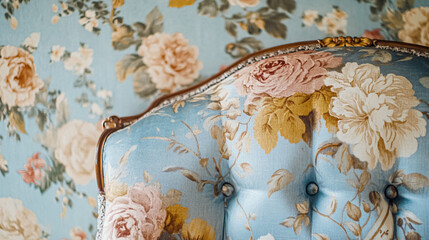 Opulent Baroque interiors with gilded four-poster beds, floral drapes, ornate furniture, and classical detailing, capturing a romantic old-world charm fit for an English noble manor