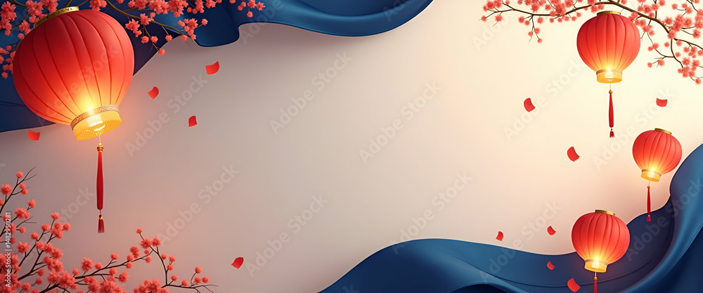Poster graceful floating lanterns with dynamic korean flag border: celebrate independence day with national