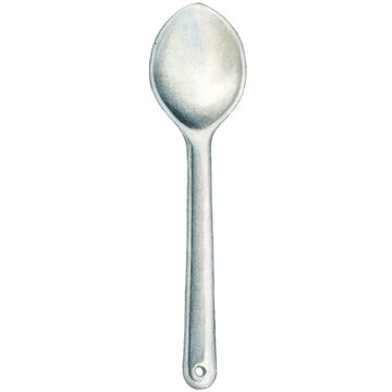 watercolor hand drawn of large spoon