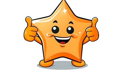 Smiling Star Mascot Giving Thumbs Up - A charming cartoon character illustration