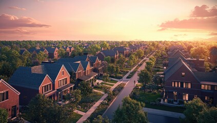 Suburban Homes at Sunset