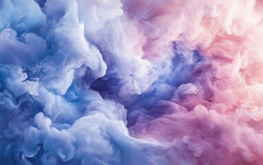 Fototapeta premium Soft ethereal waves blend light blue, pink, and white hues in a dreamy composition
