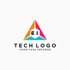 EI Initials Tech Logo Vector Art  Icons  and Graphics