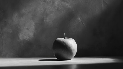 Monochromatic Still Life: A Single Apple in Dramatic Light