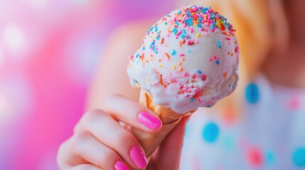 A Delicate Hand Holding a Delightful Ice Cream Cone