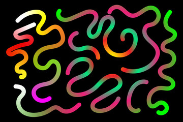 Gradient line draw vector. Abstract Color Lines with Gradient, hand draw Gradient curved line shape