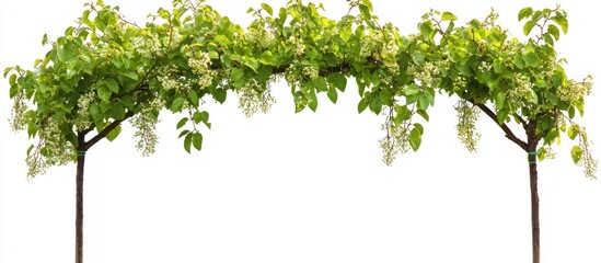 Obraz premium Sapling linden tree adorned with flowers, isolated to complement creative gardening visuals or botanical educational themes.