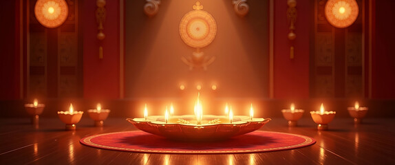 Refined Vesak Lighting Decoration: Elegant Luminous Displays for Formal Ambient Lighting & Sophisticated Ceremonial Decor in Photo Stock Concept