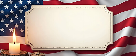 Memorial Day Frame with Patriotic Stripes and Eternal Flame - Space for Inspirational Text - Perfect for Honoring Heroes and Celebrating Freedom - Photo Stock Concept