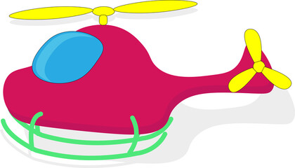 Red helicopter. Suitable for children's books.