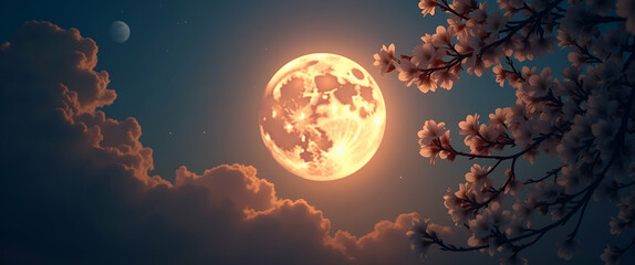 Elegant visual narrative capturing the enchanting allure of May full moon beauty through luminous details and refined clarity for premium outdoor stock imagery in  Photo Stock  Concept  and empty spac