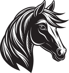 Horse Head Silhouette Vector, Black Silhouette Artwork, Equestrian Design Graphic.