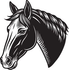 Horse Head Silhouette Vector, Black Silhouette Artwork, Equestrian Design Graphic.