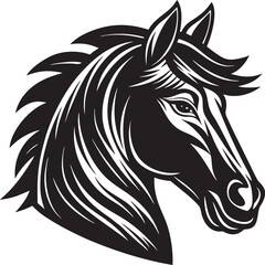 Horse Head Silhouette Vector, Black Silhouette Artwork, Equestrian Design Graphic.