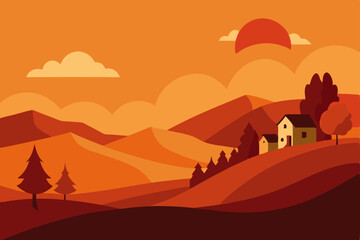 Fototapeta premium vector illustration of a landscape