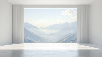 Serene Mountain View from Minimalist Room