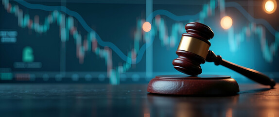 Enforcement of Trade Laws: Visualizing Strict Regulatory Oversight and Legal Frameworks for Market Fairness in Stock Photos with Left-Side Empty Space