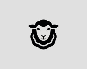 Black sheep head silhouette, simple, clean animal icon design