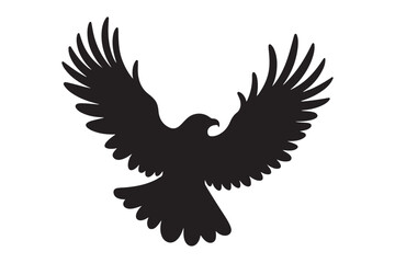 Obraz premium Black Silhouette of a Flying Eagle Illustration for Posters